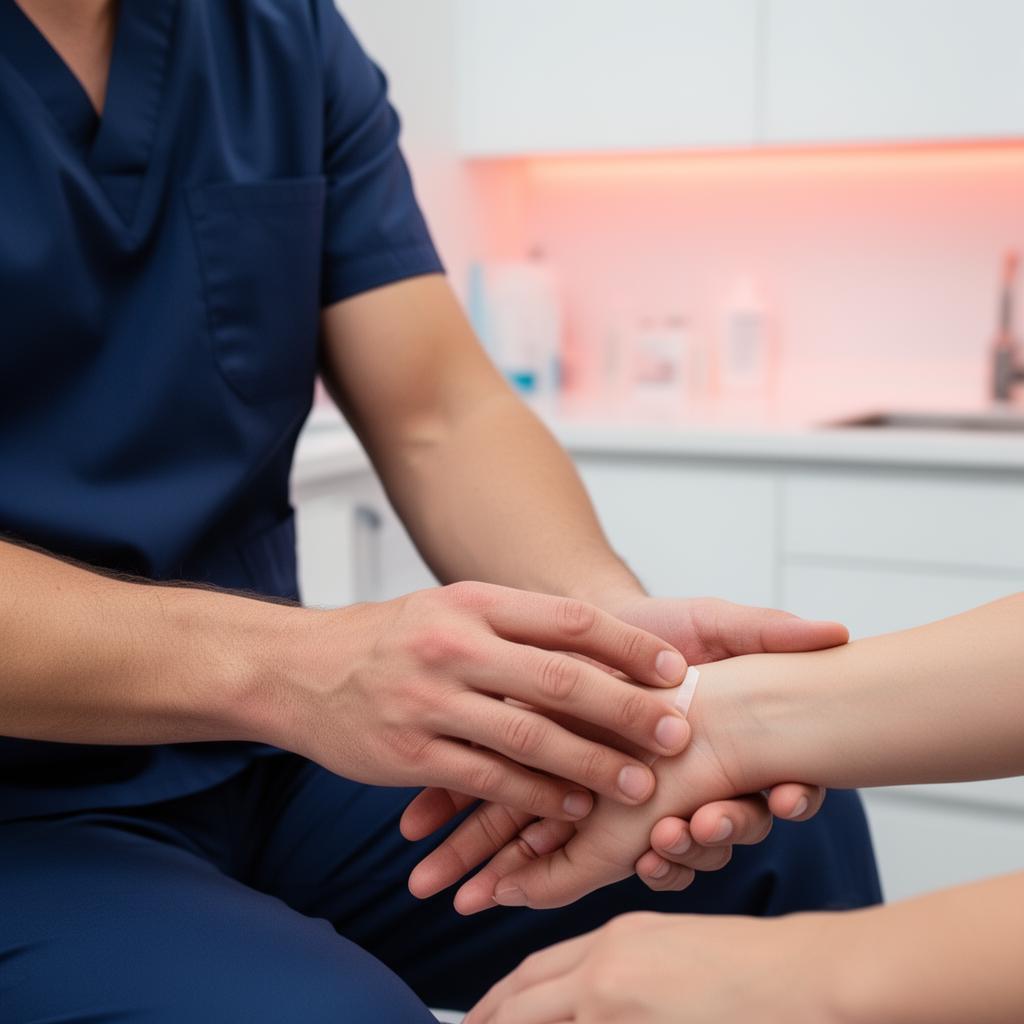 Provider examining patient